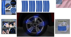 Durable Blue LED Reflective Rim Stripe Decals – 20Pcs for Cars & Motorcycles