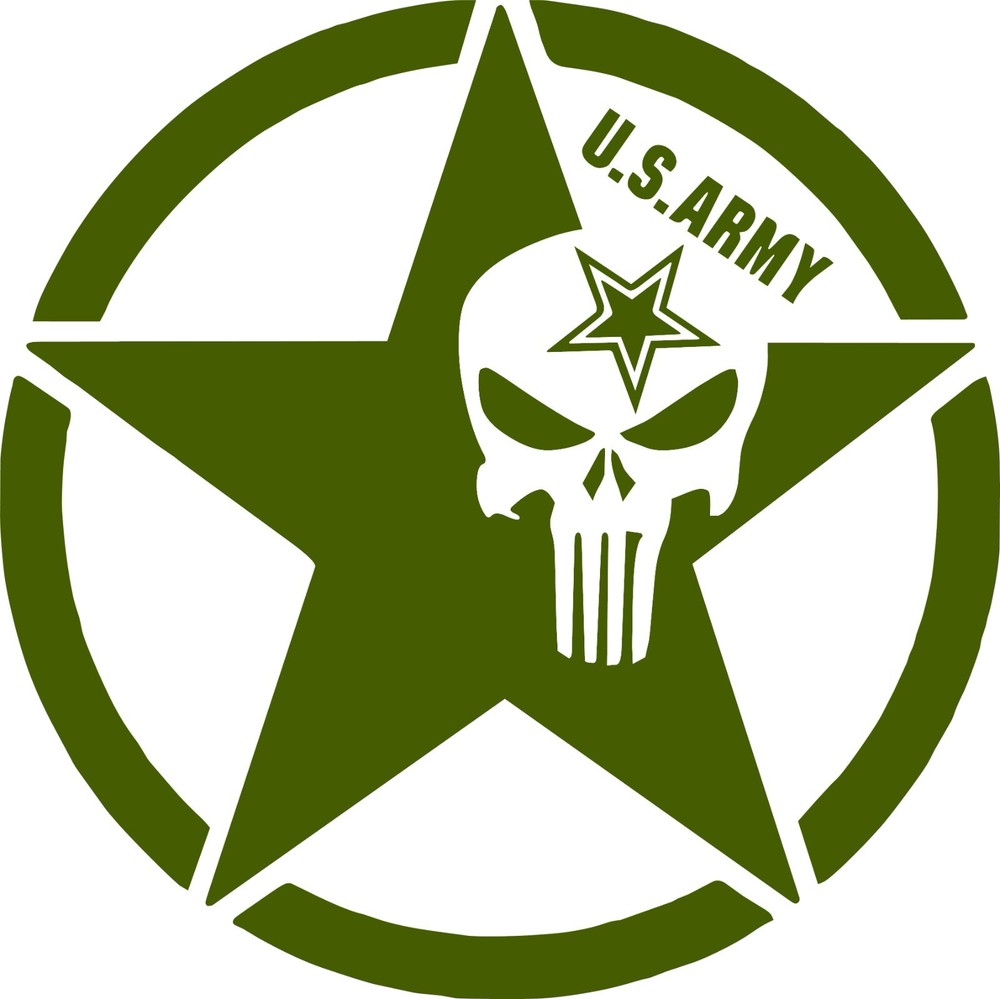 US ARMY STAR PUNISHER DECAL in your choice of color 5.5″ x 5.5″