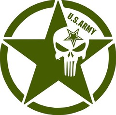 US ARMY STAR PUNISHER DECAL in your choice of color 5.5″ x 5.5″