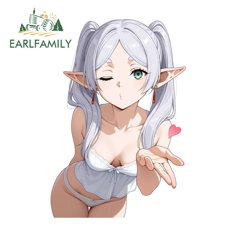EARLFAMILY 5.1″ Frieren Car Stickers Cartoon Creative Car Door Trunk SUV Decals