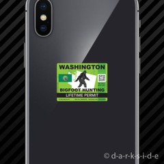 (2x) Washington Bigfoot Hunting Permit Cell Phone Sticker Sasquatch Lifetime