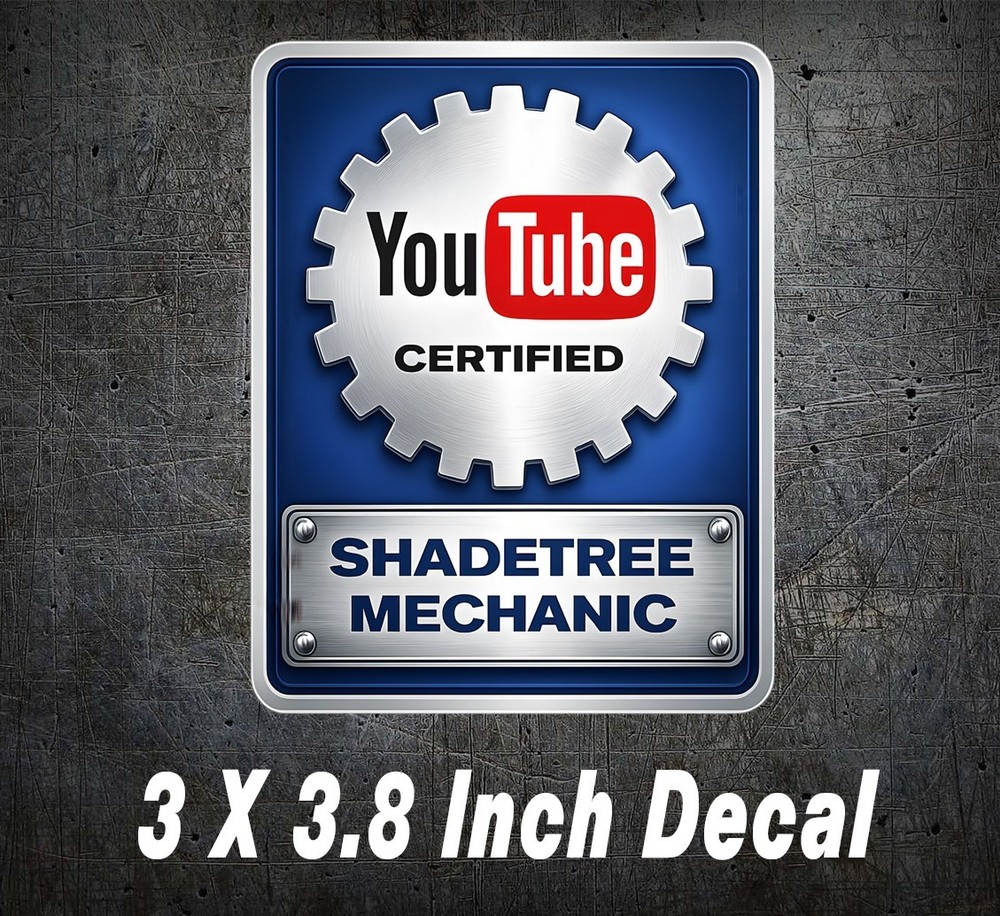 YouTube Certified Shadetree Mechanic Decal ASE Style Fits Toolbox Bumper Window