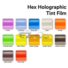 Headlight Hex Holographic Gloss Emerald Green Taillight Tint Film Fog Honeycomb