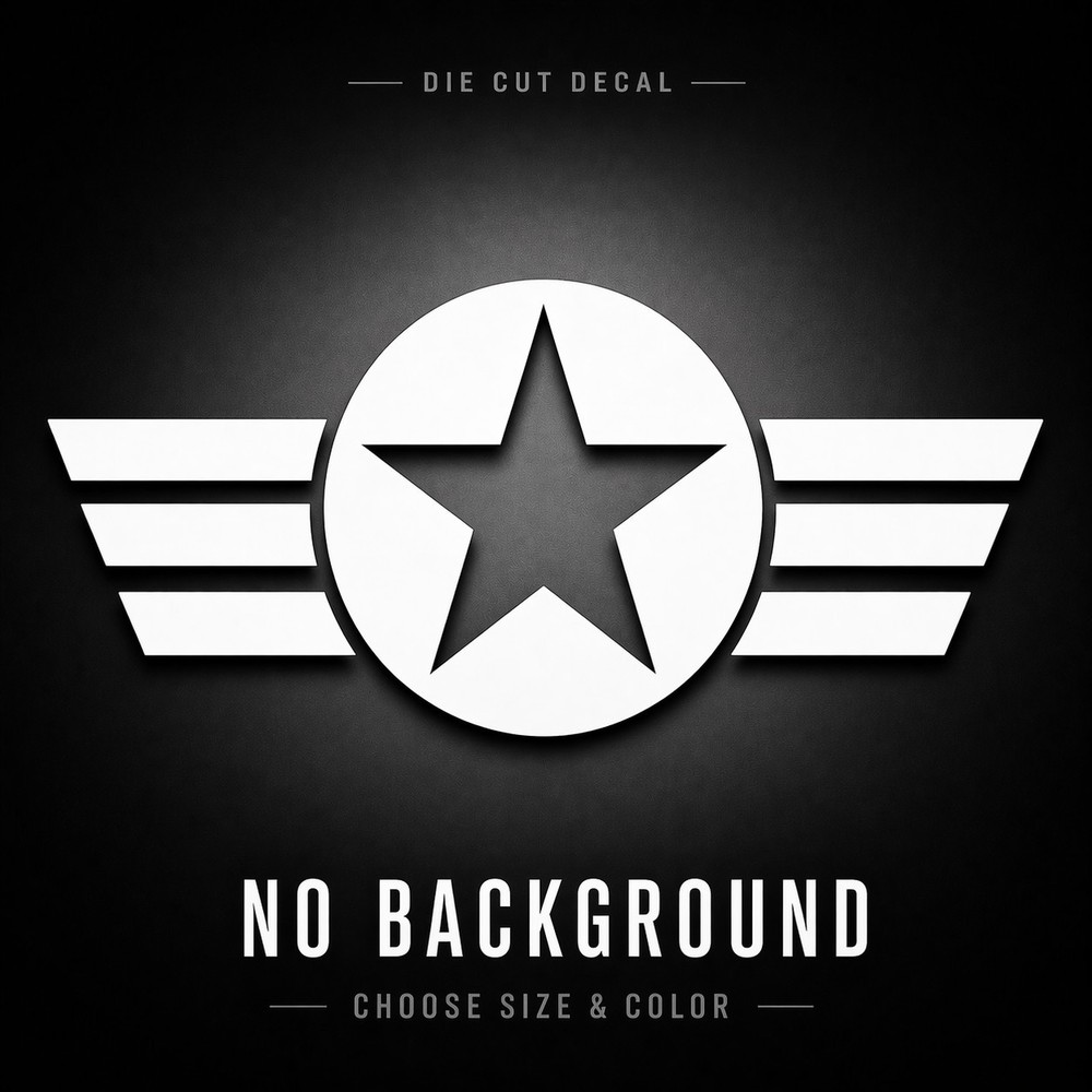 Air Force Star Wing Vinyl Decal Sticker | Aviation USAF Style Car Truck Laptop