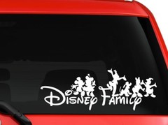Disney family Mickey and friends car truck SUV decal sticker 8″ White