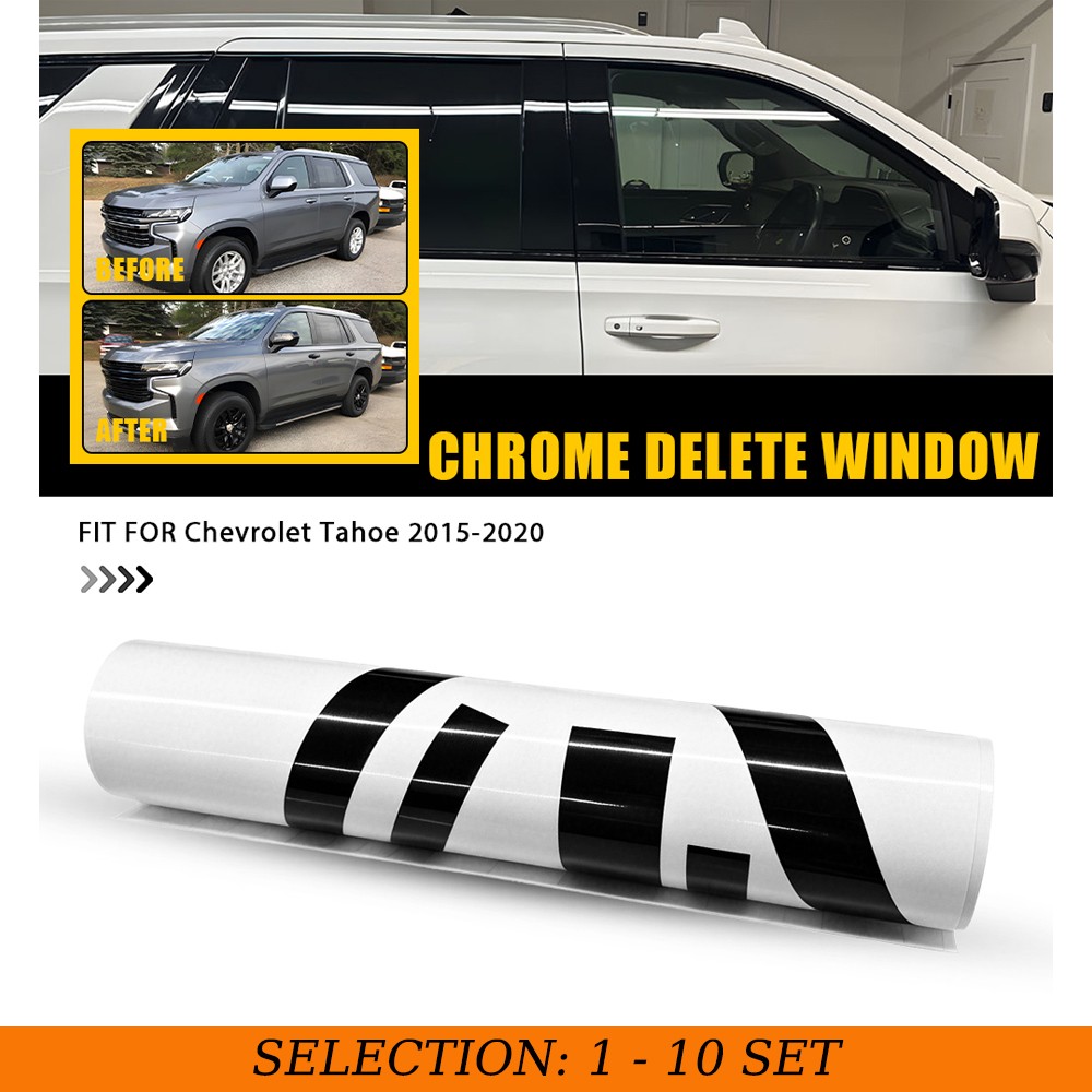 1-10Set Chrome Delete Blackout Overlay for Chevrolet Tahoe 15-20 Window Overlay