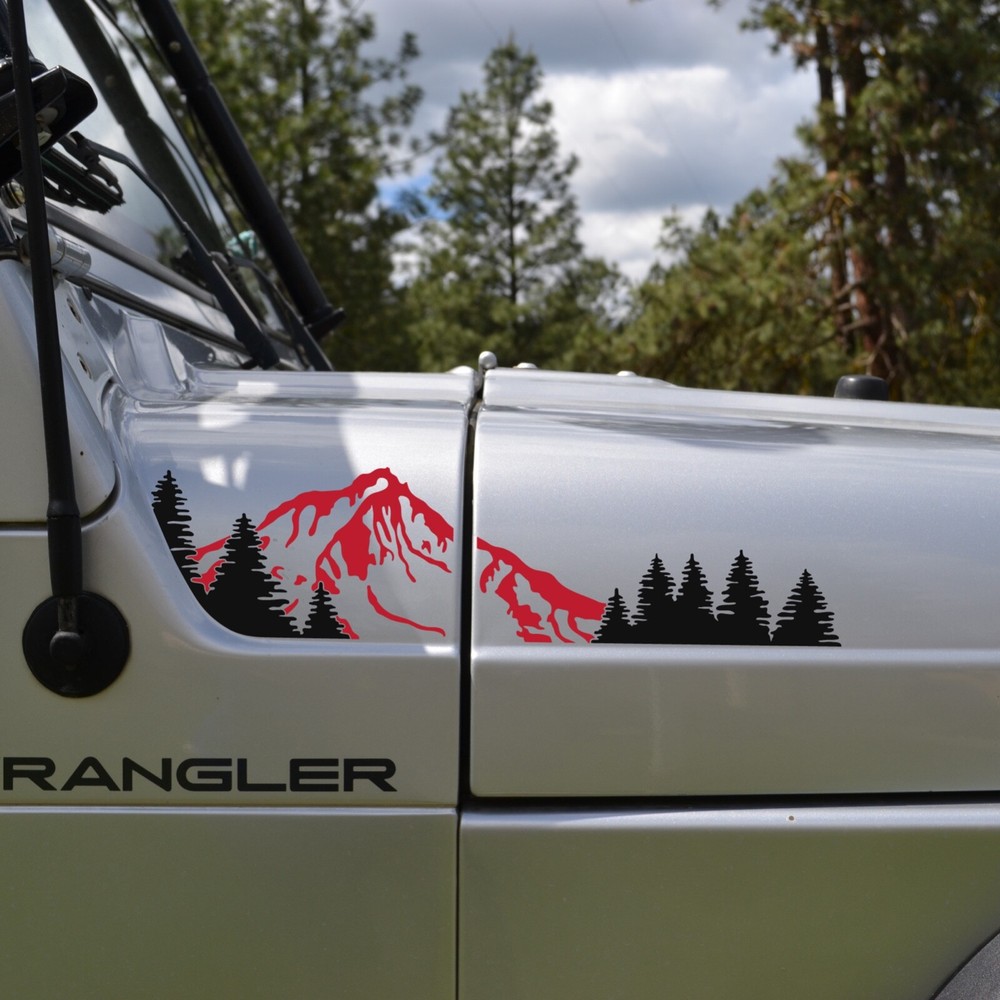 Mountain and Trees 2 Color Decal for Jeep Wrangler TJ (1997-2006)