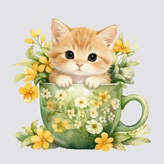 Animals in a Cup Stickers Vinyl Self-adhesive Personalized for Wall Car windows