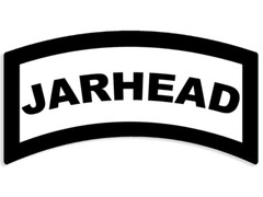 2×5 inch Black & White Jarhead Tab Shaped Sticker (marine military usmc)