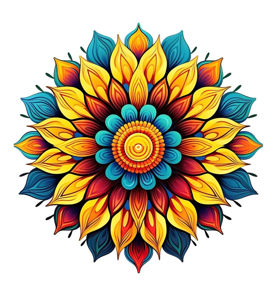 Beautiful Flower Yellow Teal Phone Sticker (2 Inch) Cool Waterproof Vinyl Decal