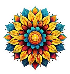 Beautiful Flower Yellow Teal Phone Sticker (2 Inch) Cool Waterproof Vinyl Decal