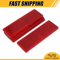 FOUR Truck Car Plastic Stick-On Reflective Rectangle Reflector Red Universal