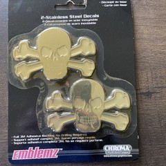 Set Of 2 Stainless Steel Decals Skull & Bones