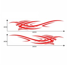 2x 7.8Ft Red Streamline Graphics Decal Stickers Car Body Side Skirt Door Fender