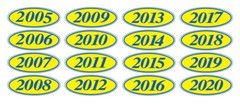 EZ-Line Car Dealer Oval Model Year Stickers Large Windshield Stickers Blue