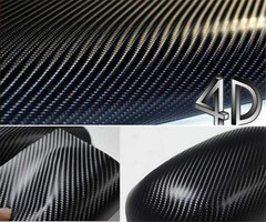 Carbon Fiber Vinyl Wrap Sticker 4D Black Bubble Free Self-Adhesive 12×60 Inches