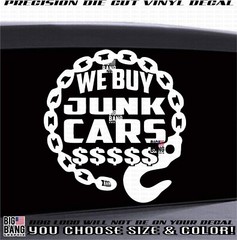 Advertisement Tow Truck Business Owner Vinyl Decal Sticker WE BUY JUNK CARS