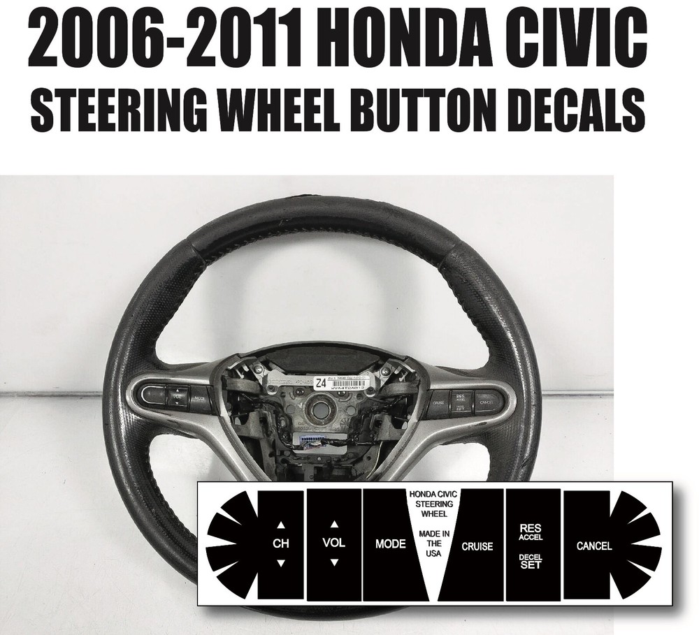 2006-2011 Honda Civic Steering Wheel Button Decals Stickers 78501-Sva-A42za