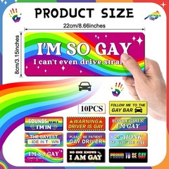 Funny Car Magnets 10 Pack Gay Bumper Magnetic Stickers Waterproof Reusable