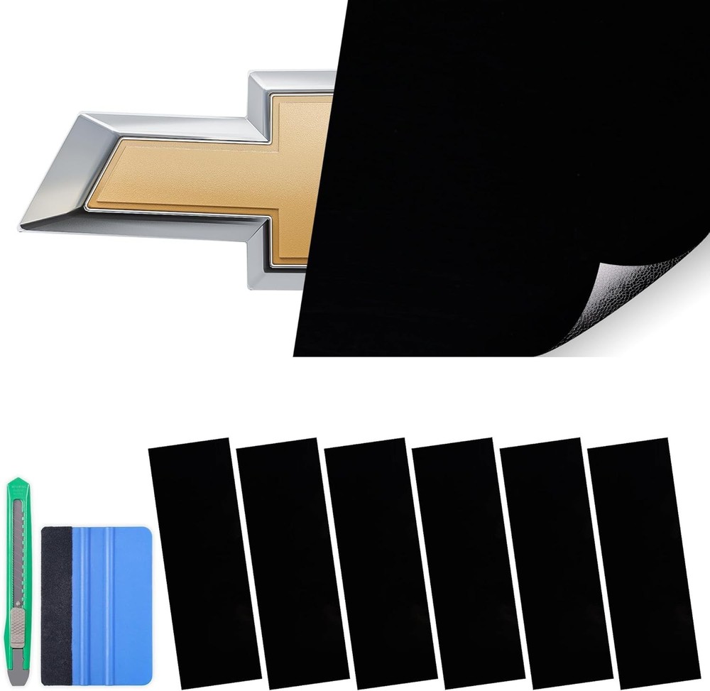 6X Carbon Fiber Emblem Vinyl Wrap Kit For Chevy Bowtie Logo Universal Stickers