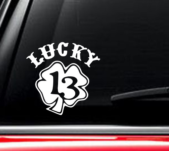 Lucky 13 Decal Vinyl Car Window Sticker ANY SIZE