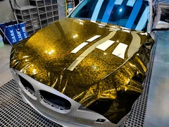 ESSMO PET Marble Forged Gloss Carbon Fiber Golden Yellow Car Vinyl Wrap Decal