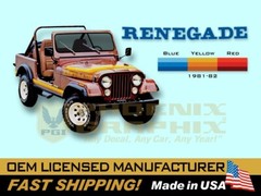1981 1982 Jeep Renegade CJ5 CJ7 4X4 Decals Stripes 3-Color Graphics Kit