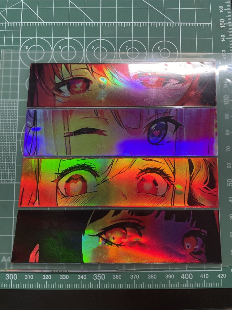 4pcs Anime Eyes Holographic Sticker Pack JDM Car Window Drift Vinyl Decals