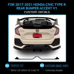 For 2017+ Civic Type R Rear Bumper Accent Graphic Decal – Satin Metallic Vinyl