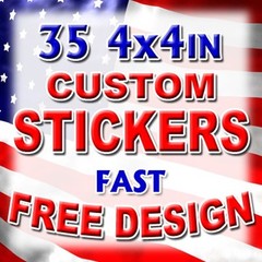 35 4×4 Custom Printed Full Color Outdoor Vinyl Car Bumper Sticker Decal Die Cut