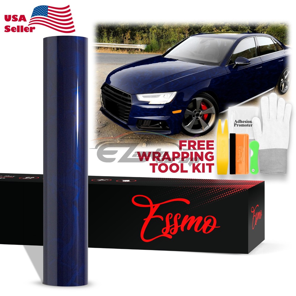 PET Marble Pearl Gloss Royal Blue Car Vehicle Vinyl Wrap Decal Sheet Sticker