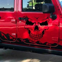 2pcs Black Skull Vinyl Side Door Tailgate Decal Sticker For Jeep Wrangler JK
