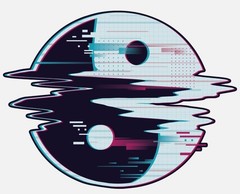 Yin Yang Glitch Sticker (2 Inch) Waterproof Adhesive Peel & Stick