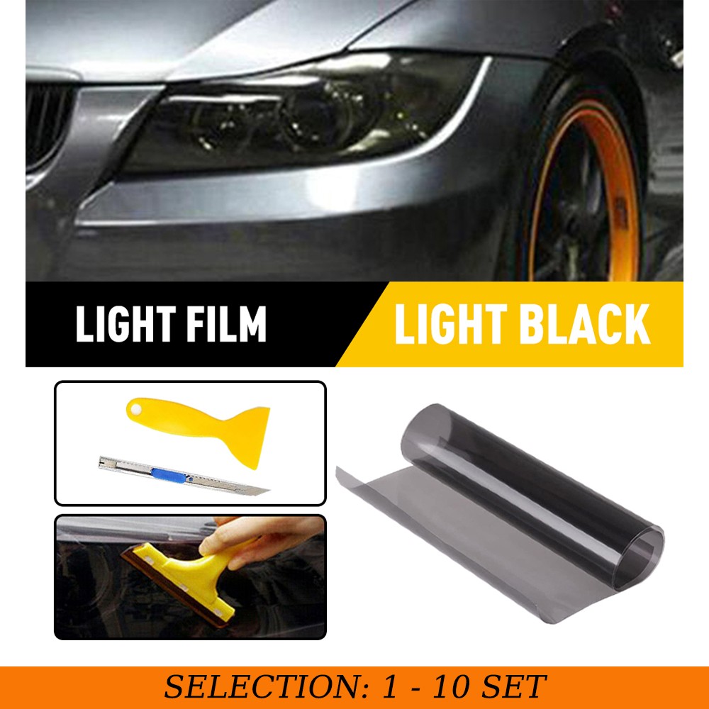 72″ Gloss Light Black Smoke Headlight Taillight Fog Light Vinyl Tint Film 1-10X