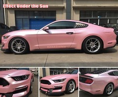 50FT Full Car Wrap Pearl Metal Matte Chrome Vinyl Sticker Sakura Pink Stretch US