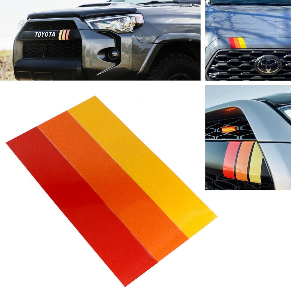 Fit For Toyota Tundra 4Runner Tri-Color Stripe Decal StickerClassic Retro Style