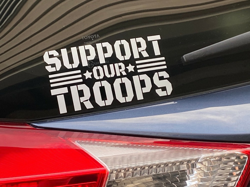 SUPPORT OUR TROOPS -WHITE- Vinyl Decal Indoor & Outdoor Sticker. Choose Size!!