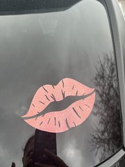 Kiss Lips Pink Car Decal Holographic Permanent Vinyl 5×3” Sparkle Color Changing