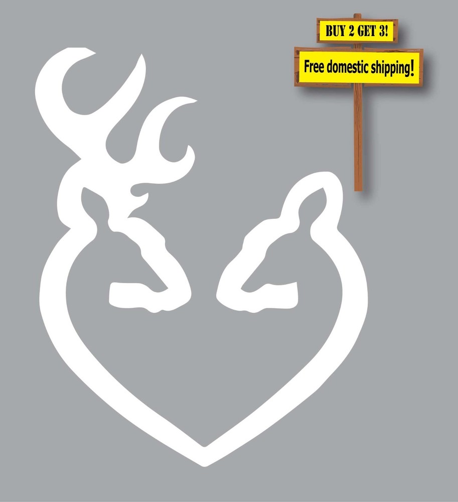 Browning Style Buck and Doe Deer Decal/Sticker Choose Color GN12-13