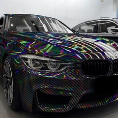 Holographic Carbon Fiber Black Laser Chrome Vinyl Wrap Sheet Film Decal Sticker