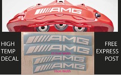 AMG BRAKE CALIPER DECAL HIGH TEMP (12.5cm & 10cm) White Curved Sticker Set x 4