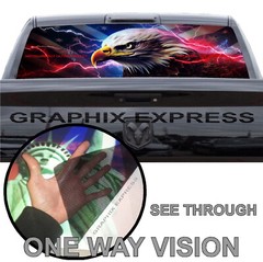 Truck Back Window Graphics Eagle American Flag (P596) See Through Rear Decal