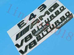 Gloss Black Flat “E43 AMG V8 BITURBO” Trunk Embl Badge Sticker for Mercedes Benz
