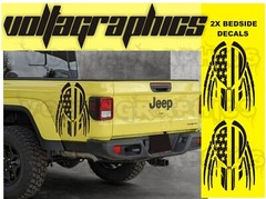 2x Vinyl Bedside decals for Jeep Gladiator 2019-2024 USA Flag Predator decals