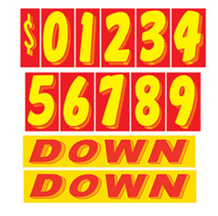 Vinyl Number and Decals 13 Dozen Car Lot Windshield Pricing Stickers RED YELLOW