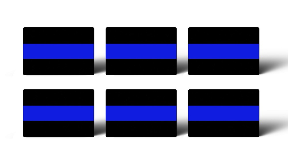 6 MINI 1 x 1.5″ Thin Blue Line Police Sticker Car Tag Vehicle Automotive Decal