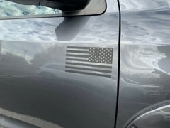 Pair Matte Black American Flag Vinyl Stickers, Thin Red Line, Fire Fighter