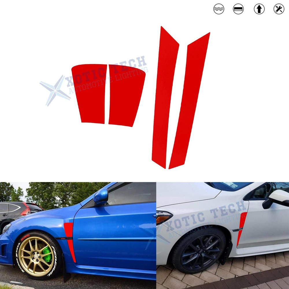 For Subaru WRX STI 2015-2021 Set Red Fender Air Flow Vent Precut Sticker Overlay