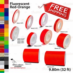 FLUORESCENT RED-ORANGE Roll PIN STRIPE PinStriping Line TAPE Decal Vinyl Sticker