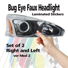 Set of 2 Faux / Fake – Bug Eye LED Headlight Assembly Stickers / Decals Ver Mod2